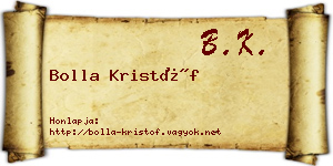 Bolla Kristóf névjegykártya